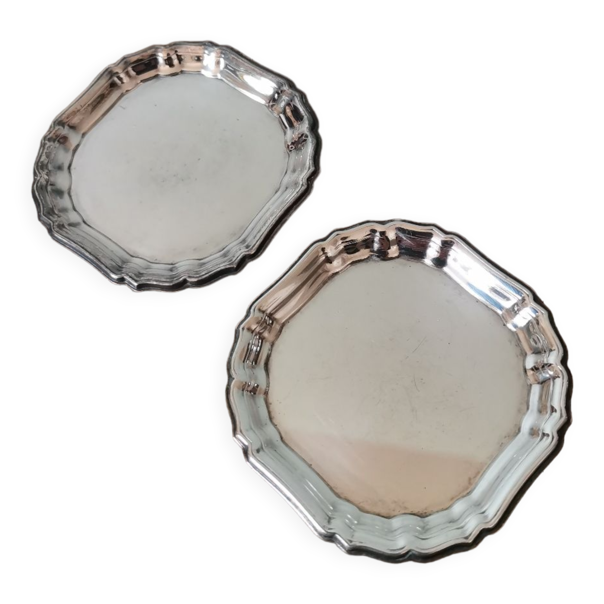 Set of 2 vintage Alpadur silver metal plates