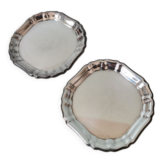 Set of 2 vintage Alpadur silver metal plates