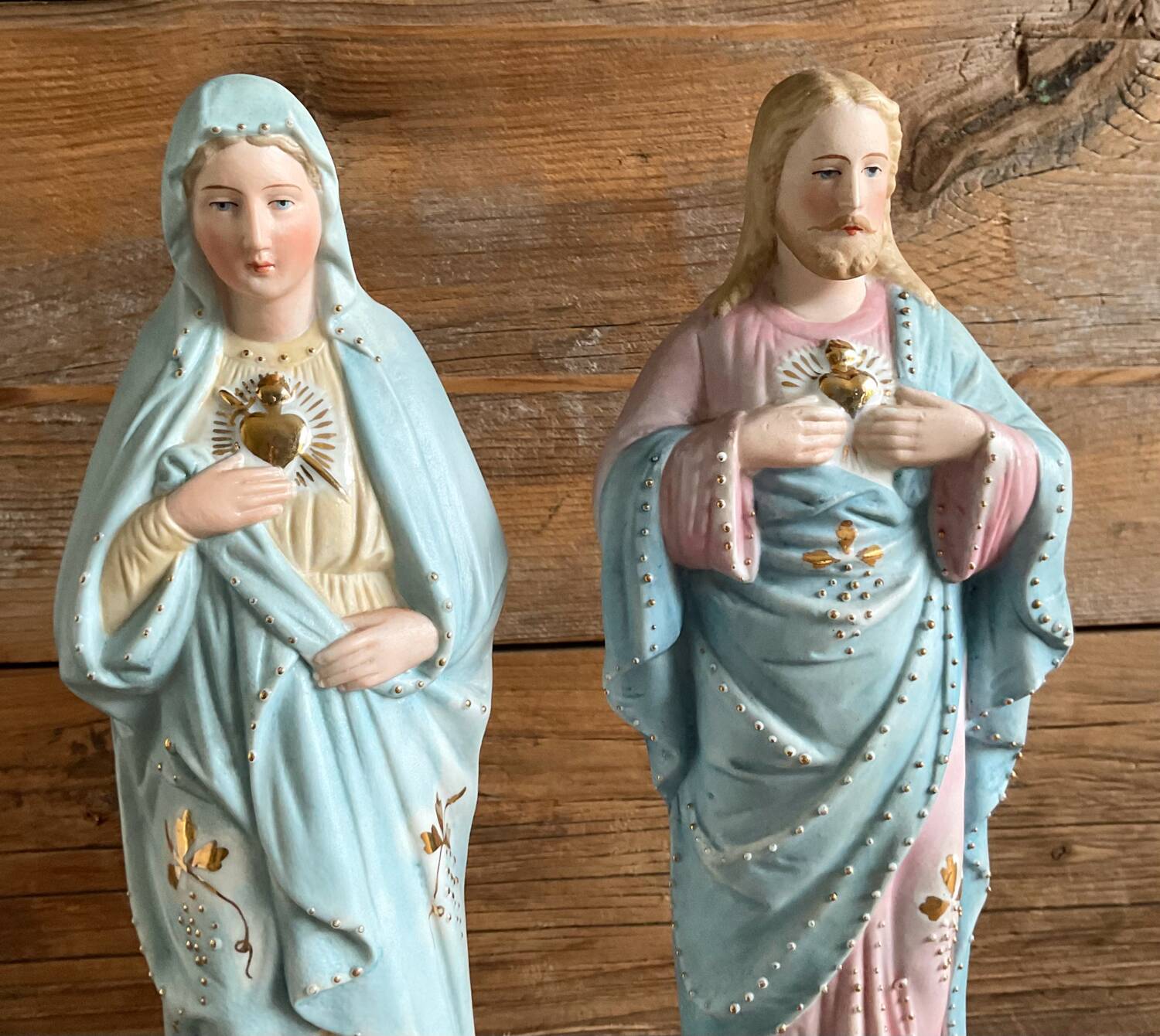 2 old religious statuettes from the early 20th century