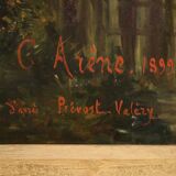French signed landscape painting oil on canvas dated 1899