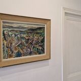 1950s gouache painting of the Mediterranean hinterland, framed, signed F Robinet