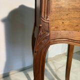 Pair of antique bedside tables with marble top and ceramic niche