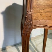 Pair of antique bedside tables with marble top and ceramic niche