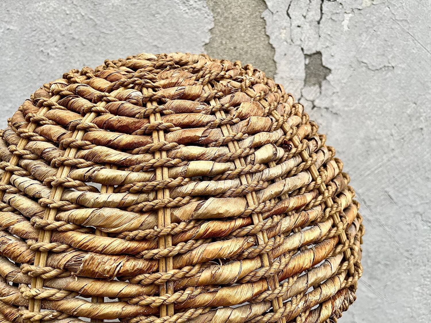 Vintage rattan tropical floor lamp