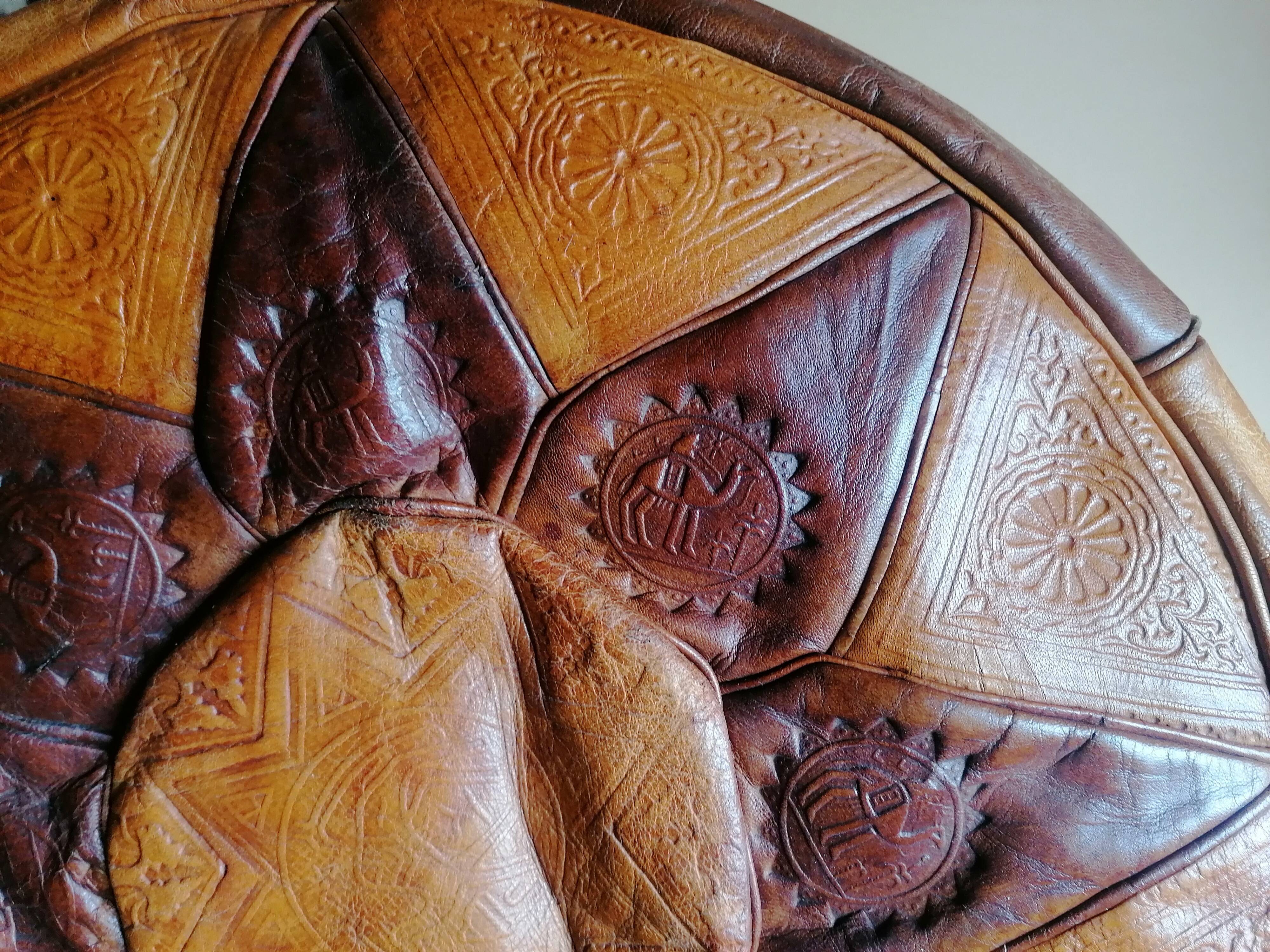 Pouf leather morocco