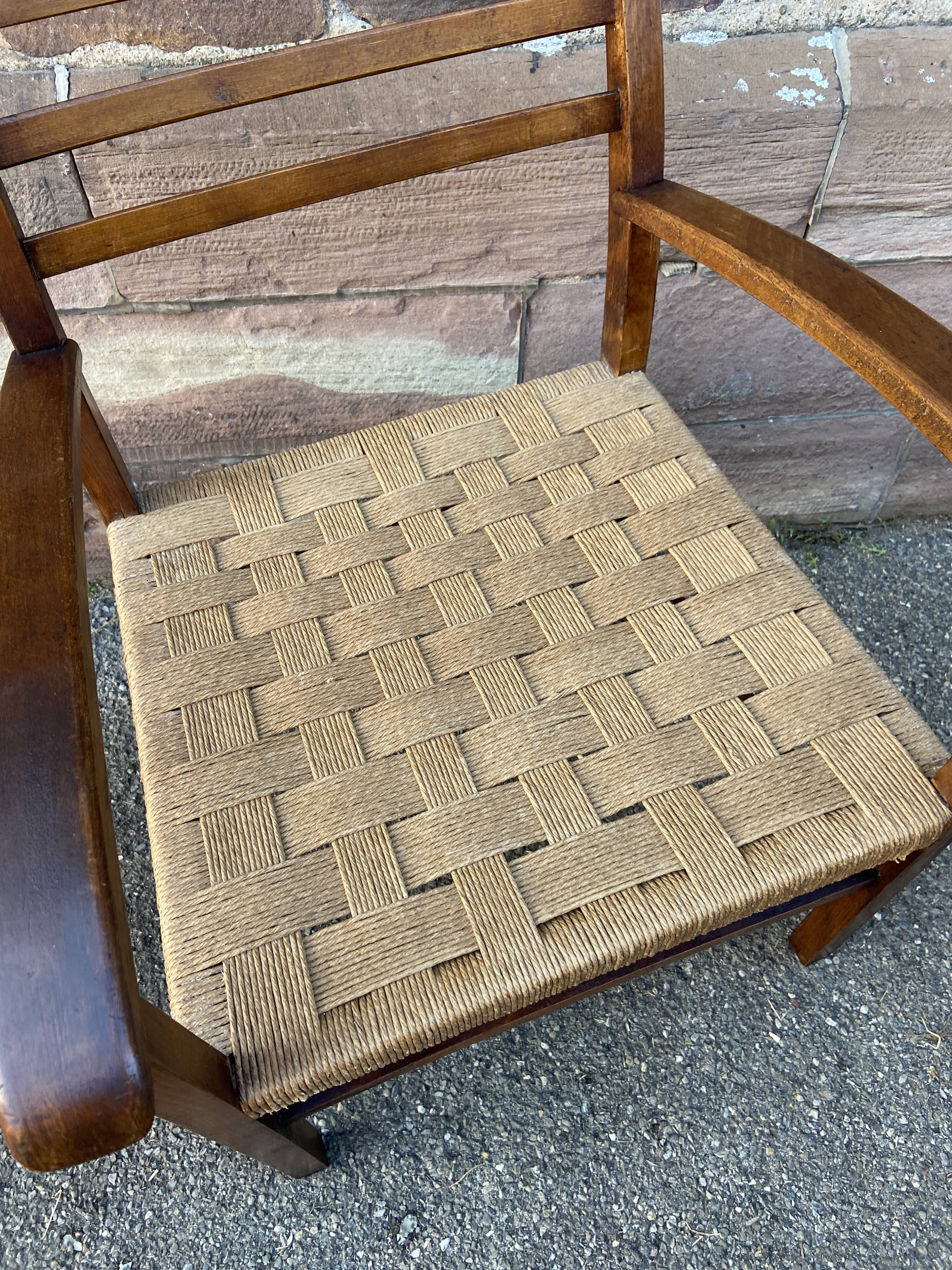 Vintage armchair in wood and rope, 1960s