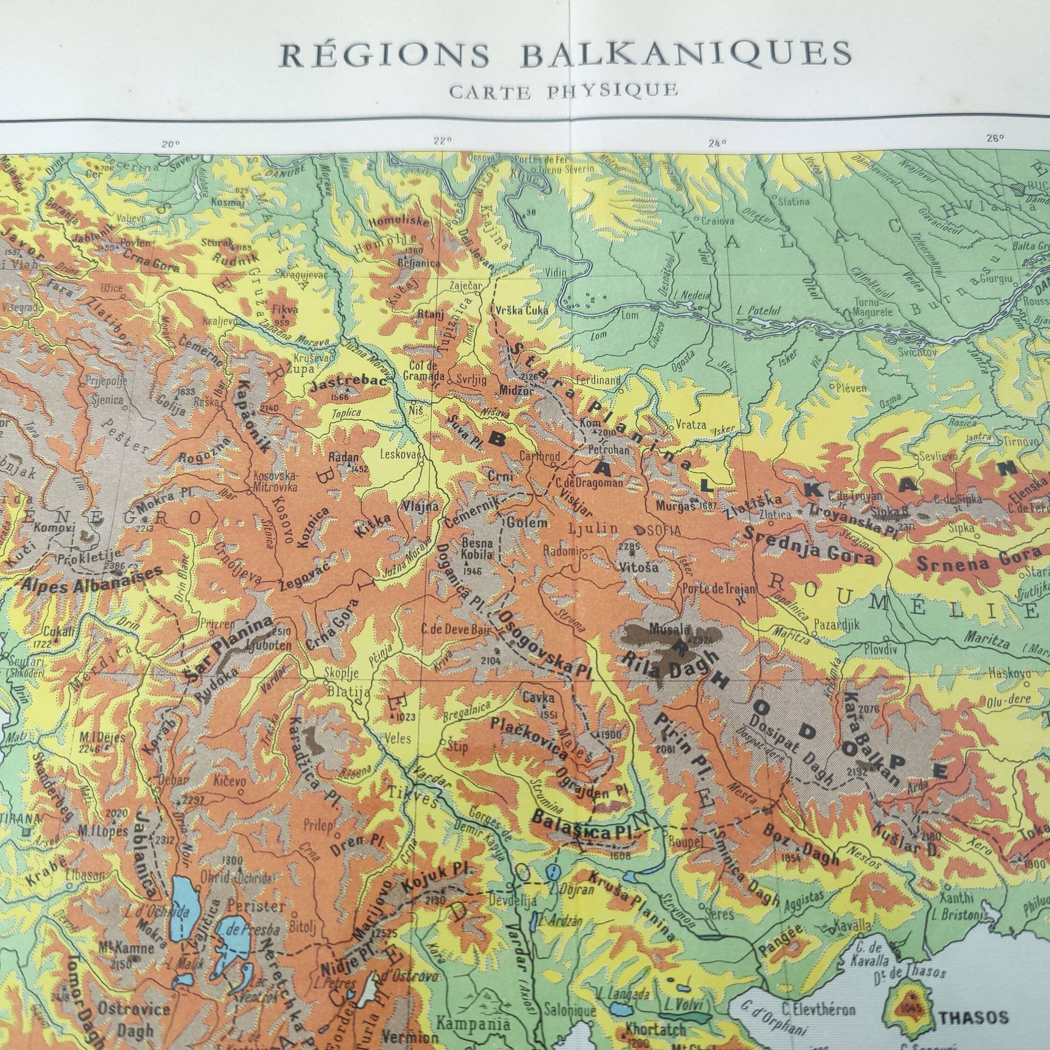 Old map of the Balkan regions Greece Crete 43x43cm from 1950