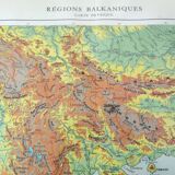 Old map Balkan regions Greece Crete 43x43cm from 1950