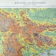 Old map of the Balkan regions Greece Crete 43x43cm from 1950
