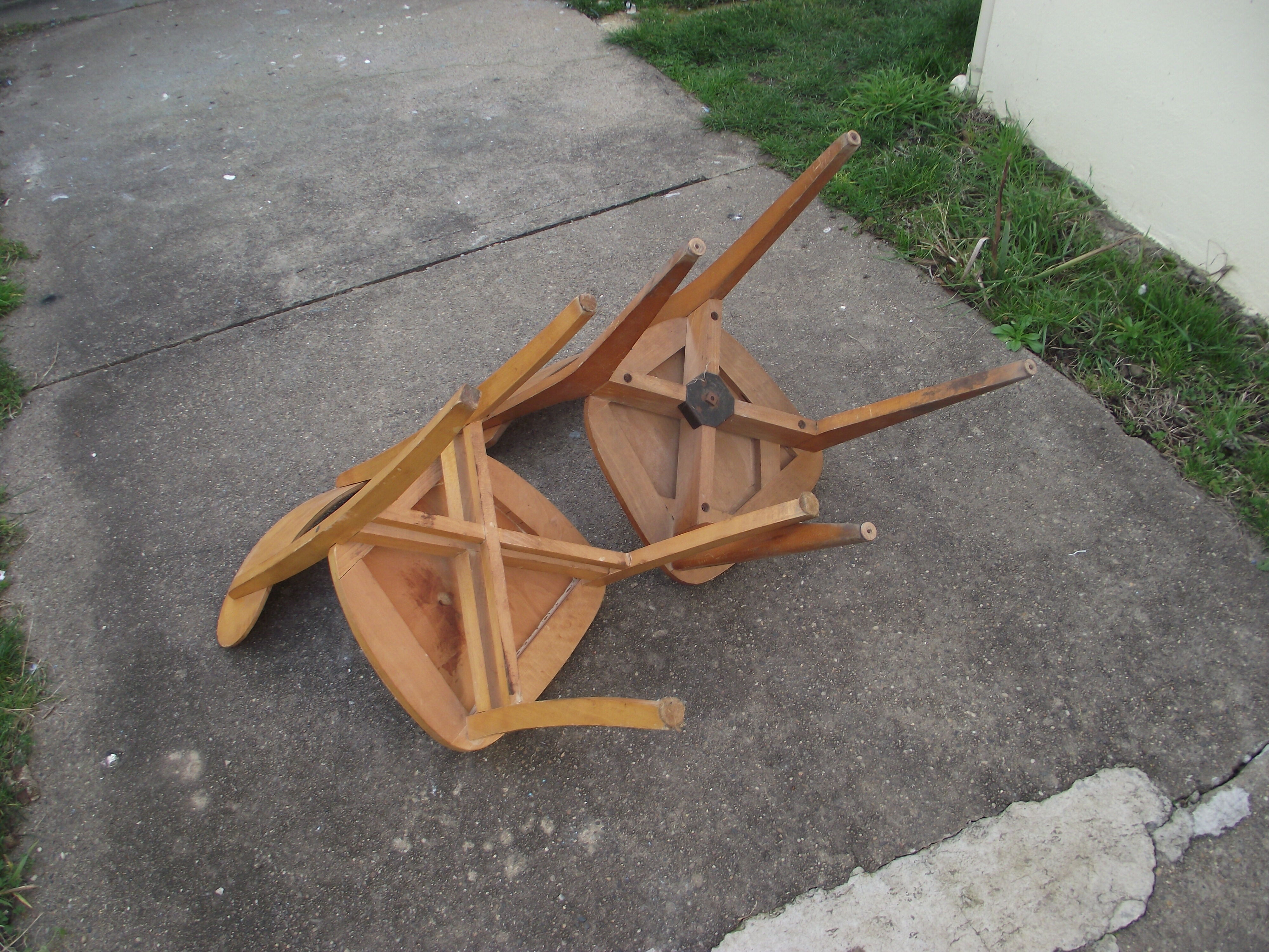 2 wood bistro chairs