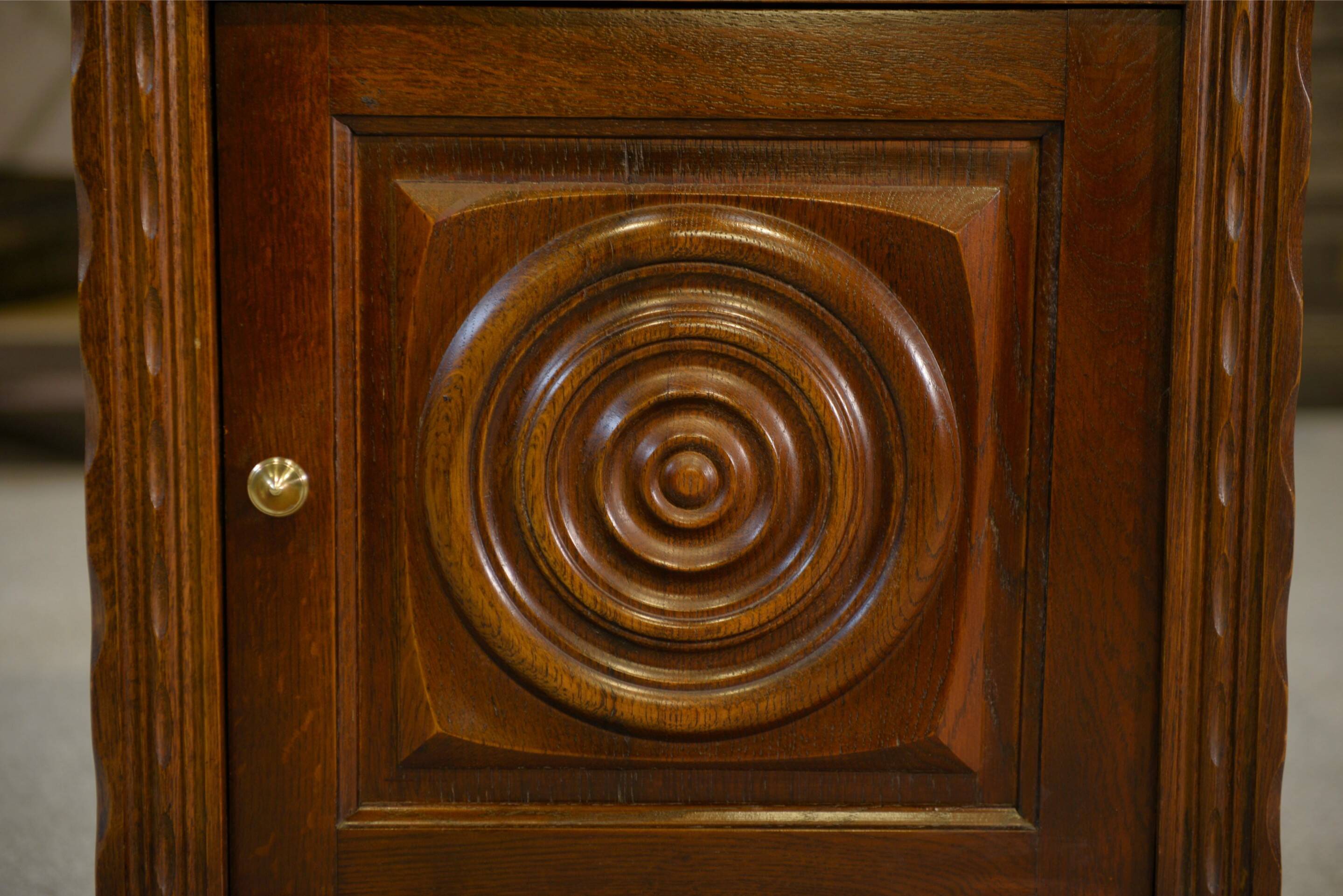 Brutalist bedside table/occasional furniture in oak from the 1960s.