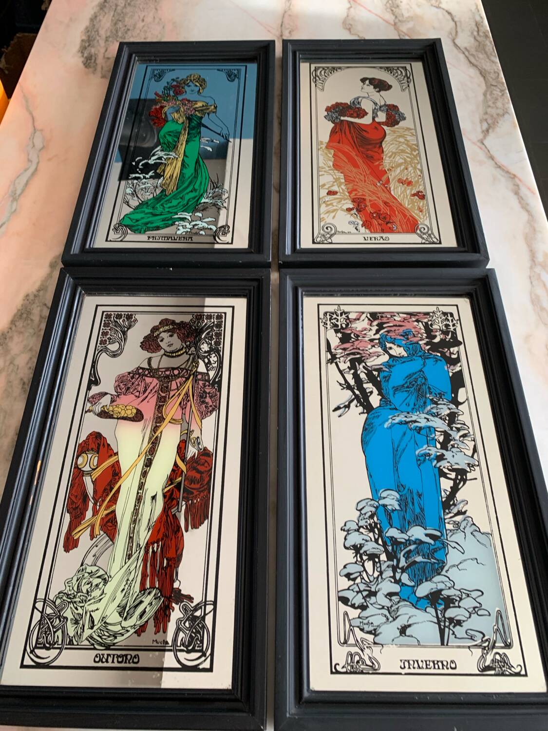 Alphonse Mucha mirrors - “The 4 seasons”