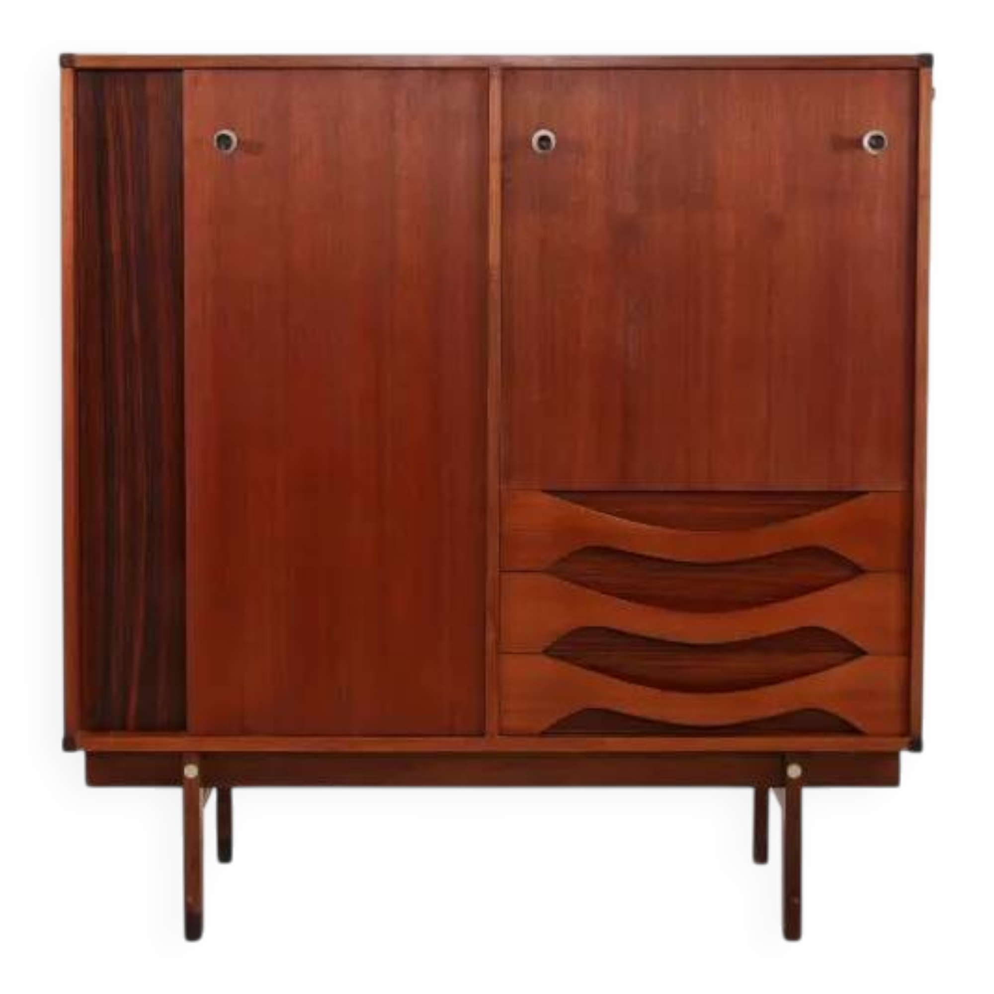 Buffet haut de design moderniste italien en teck et palissandre, 1960