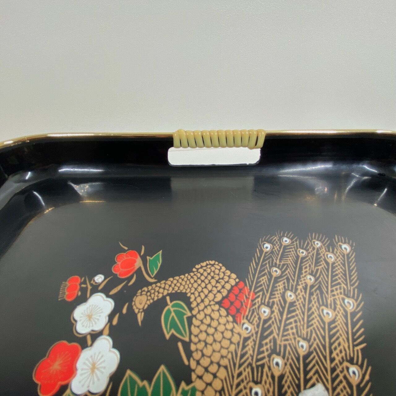 Vintage plastic tea tray  Peacock design
