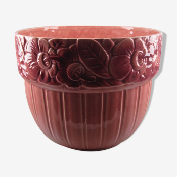 Art deco pink earthenware pot cover