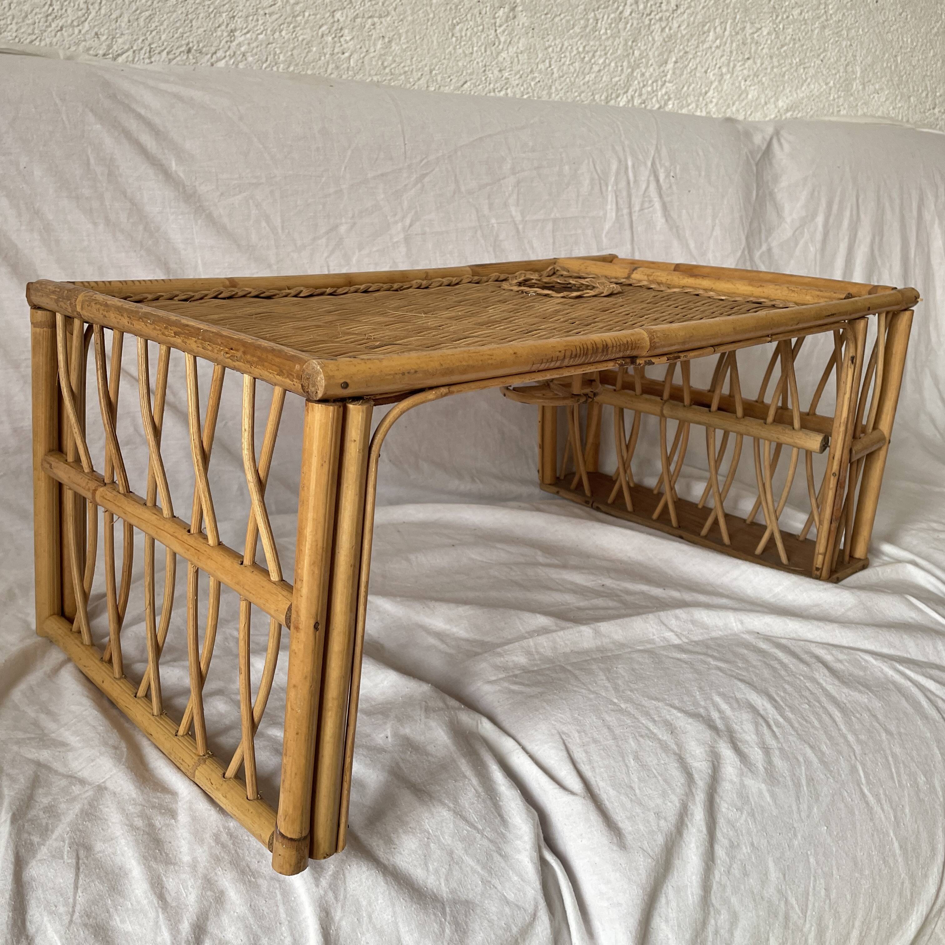 vintage rattan bed meal tray or coffee table design 1960 60