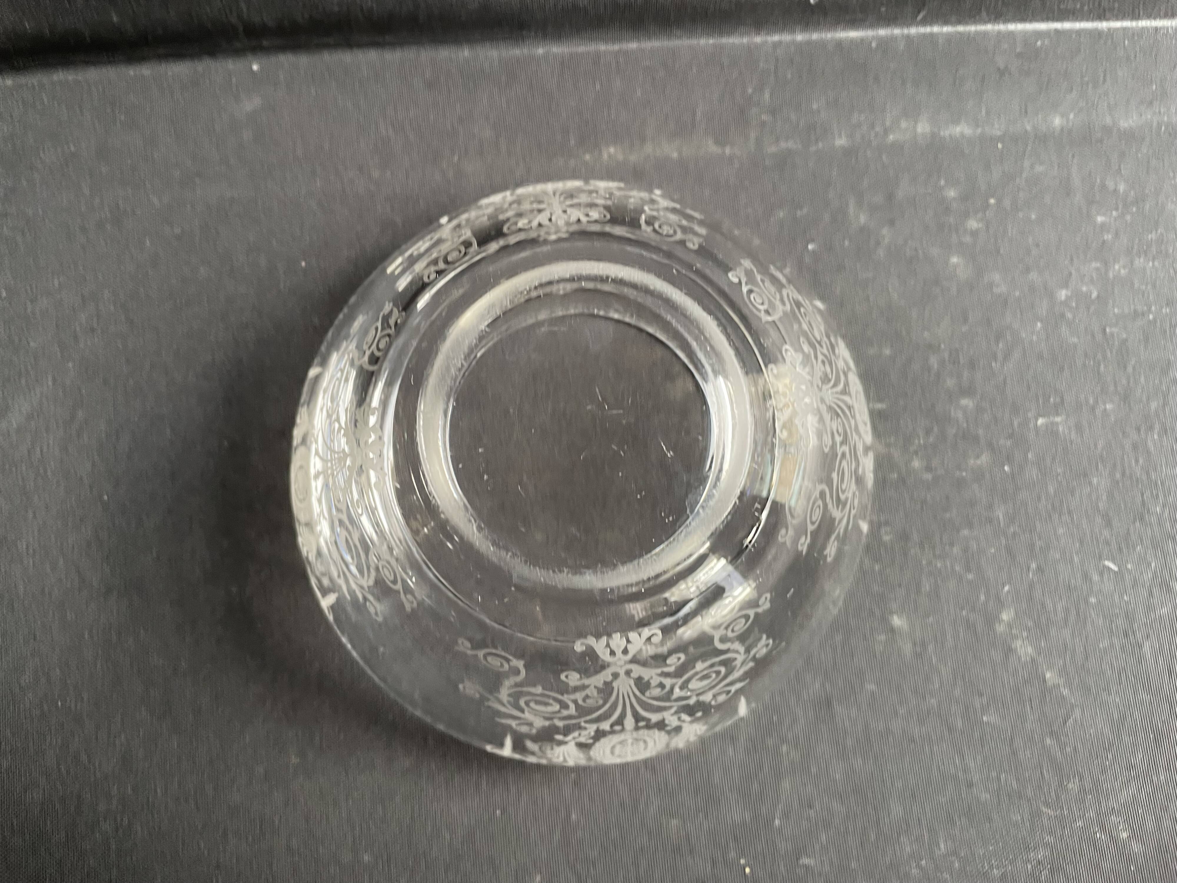 Acid etched crystal vase