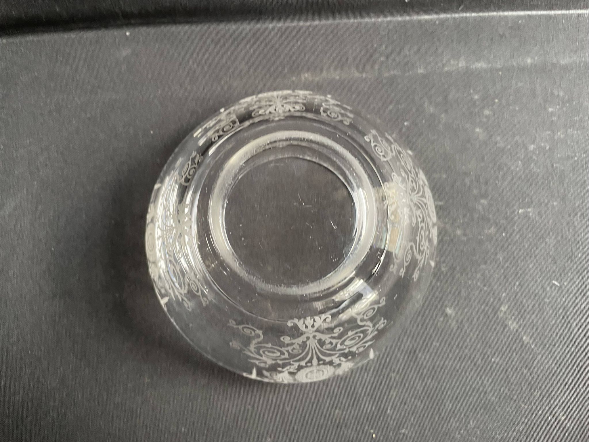 Acid etched crystal vase
