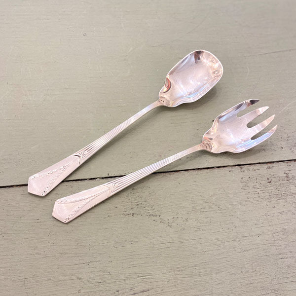 Silver metal salad cutlery, Empire model