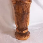 Vintage hand-turned solid olive wood vase – 1970s