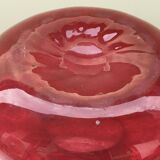 Red crystal collar vase with translucent collar