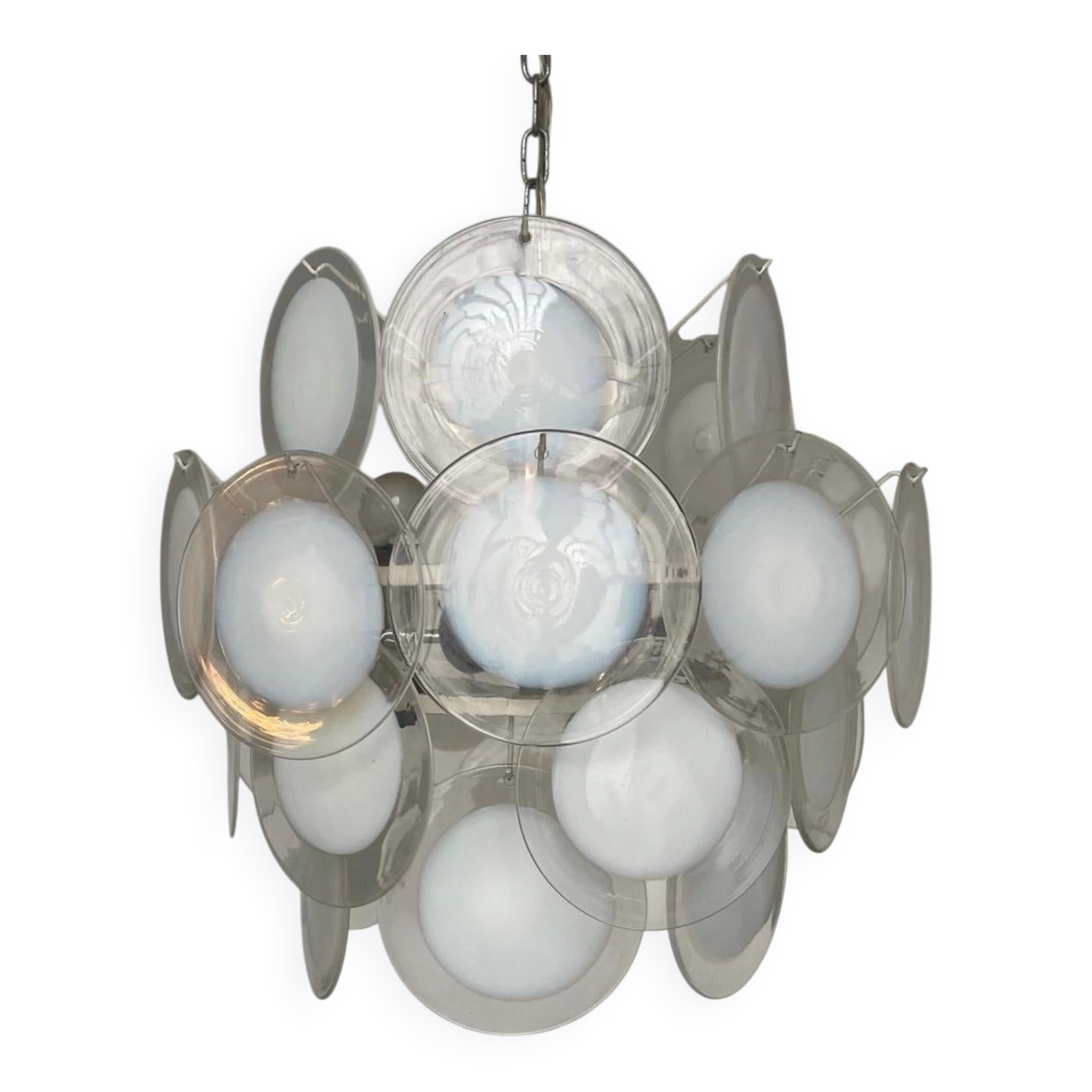 Rare Set of Two Murano Glass Sconces and One Pendant Chandelier by Gino Vistosi