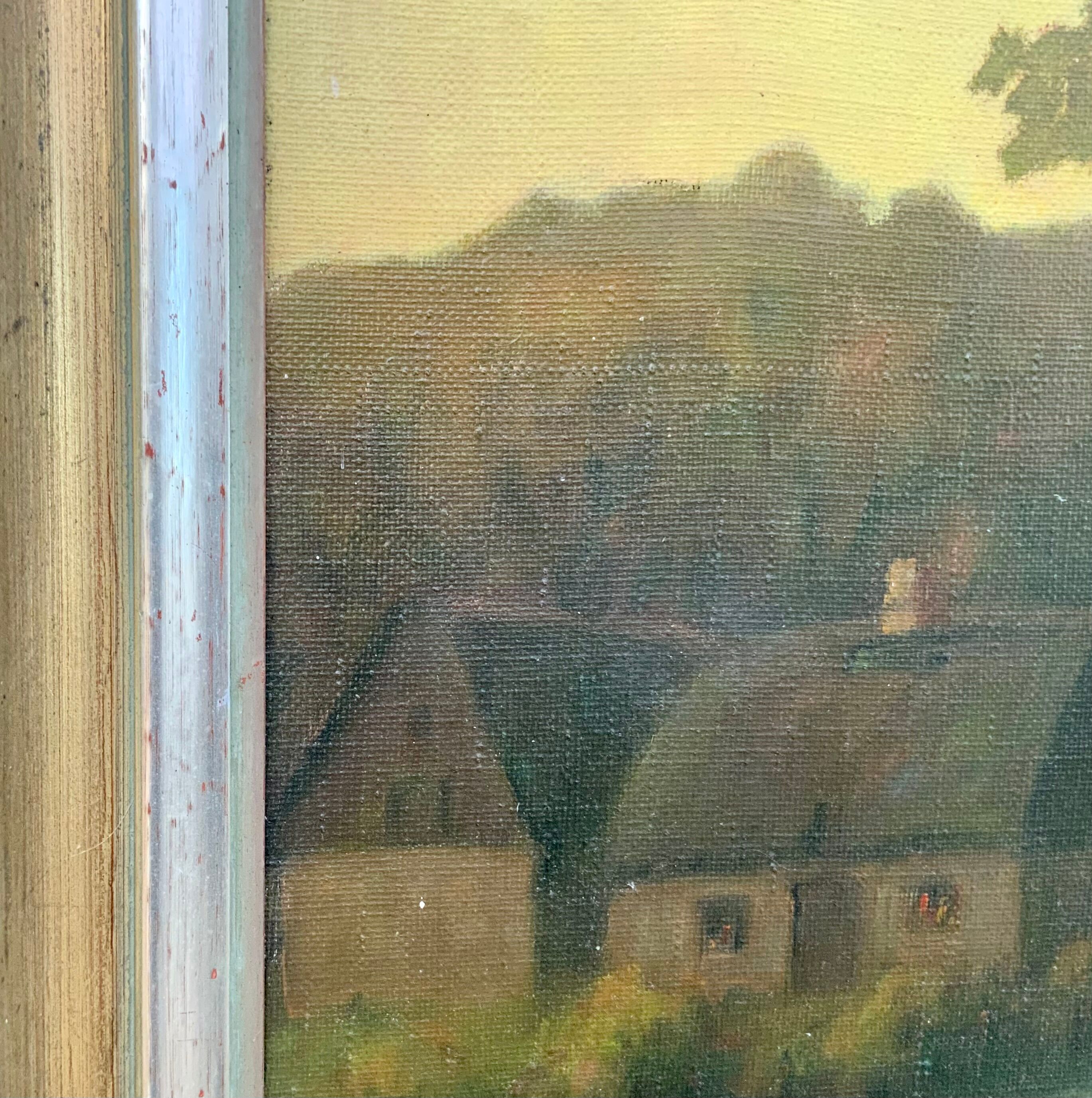 Vintage danish oil on canvas “sunset”, signed by a.takmar 1880-1960
