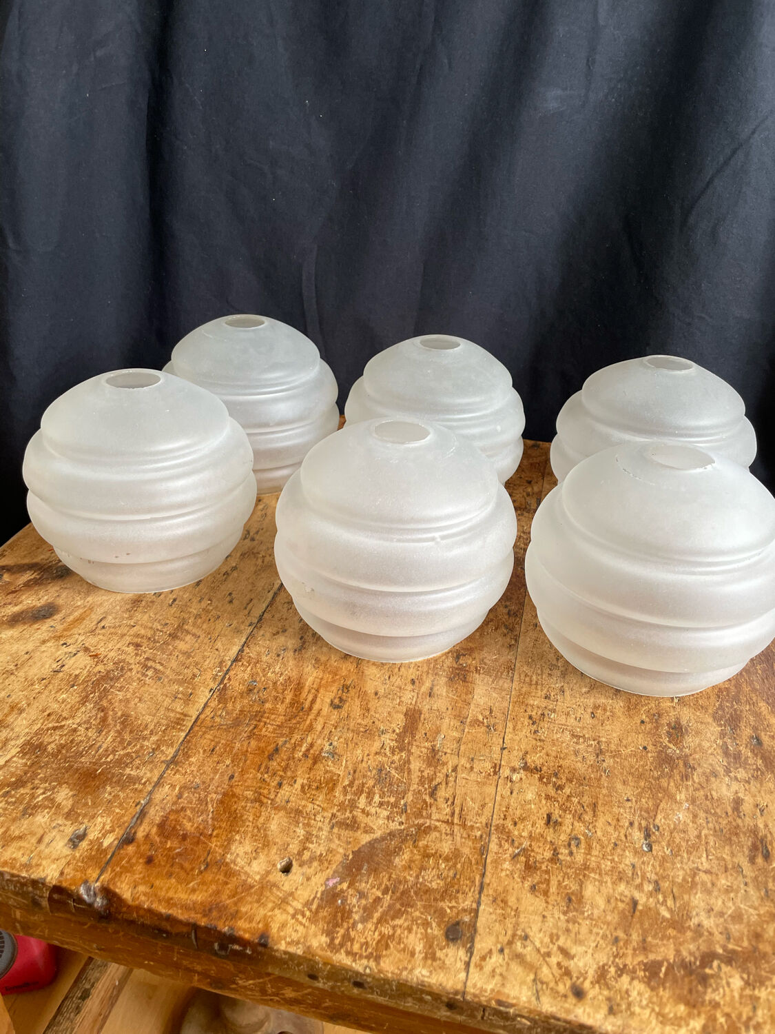 6 art deco lampshade globes in frosted glass