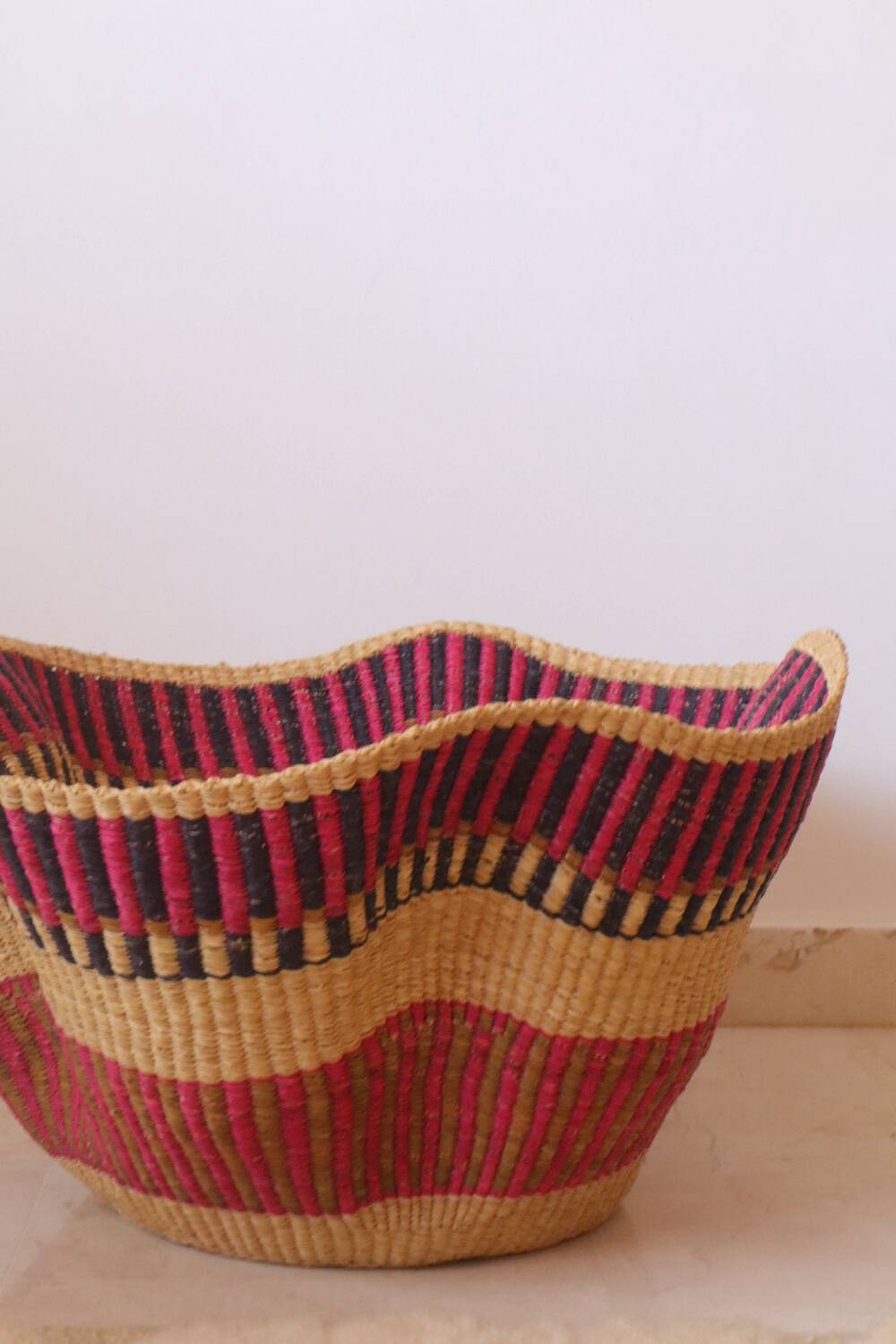 African Bolga Basket Hanging Basket Handmade Colorful Bohemian