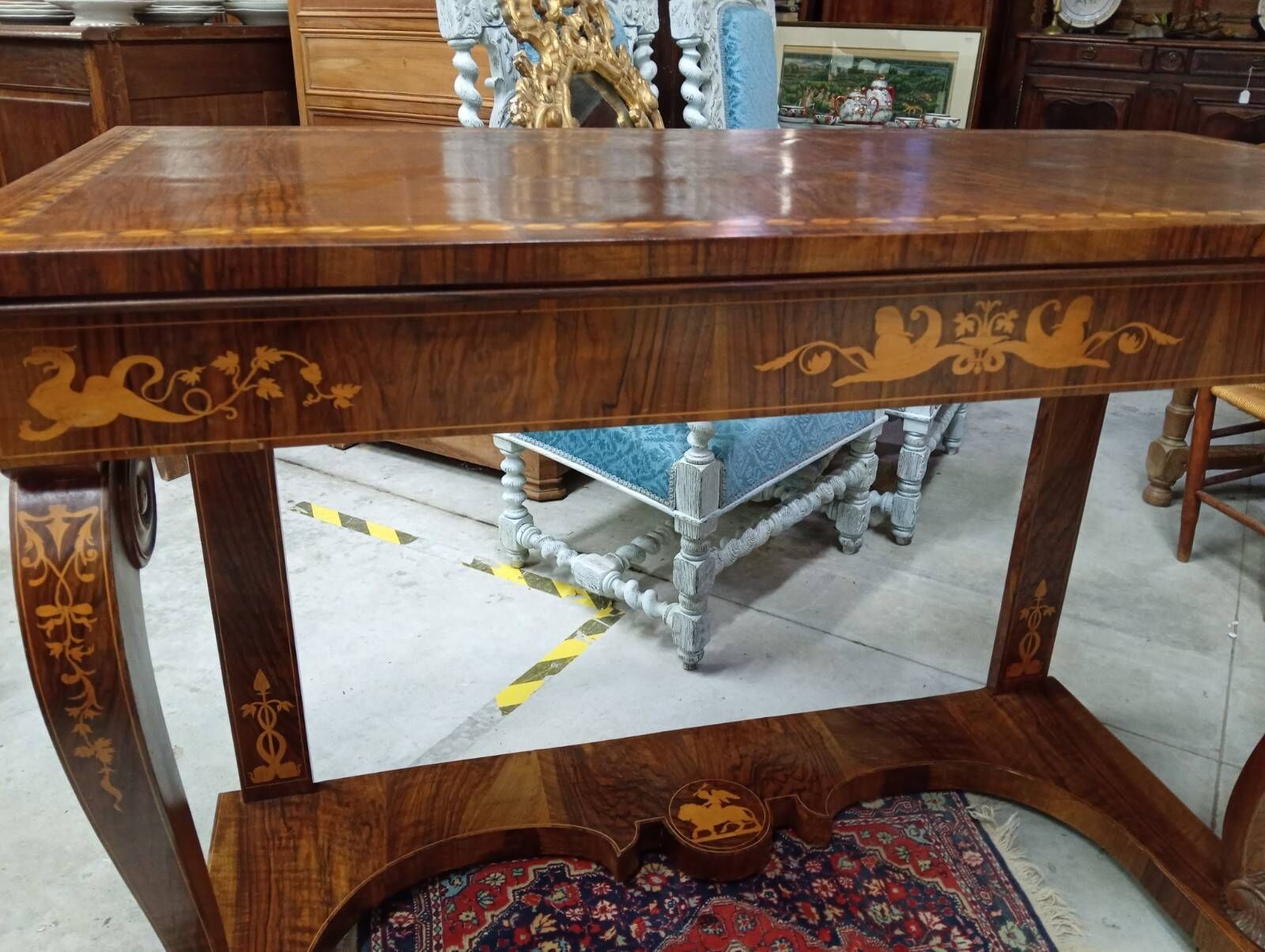 Charles X period console in walnut and marquetry – circa 1825-1830