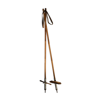 Old pair of bamboo ski poles - vintage
