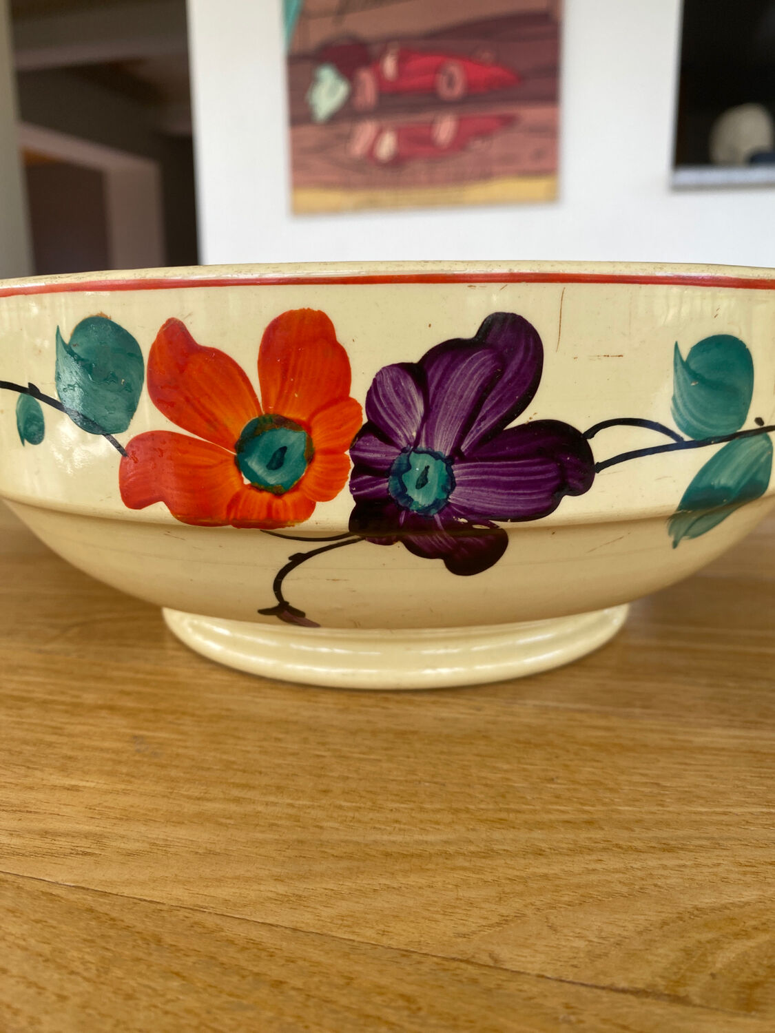 Salad bowl earthenware Sarreguemines model Ginette