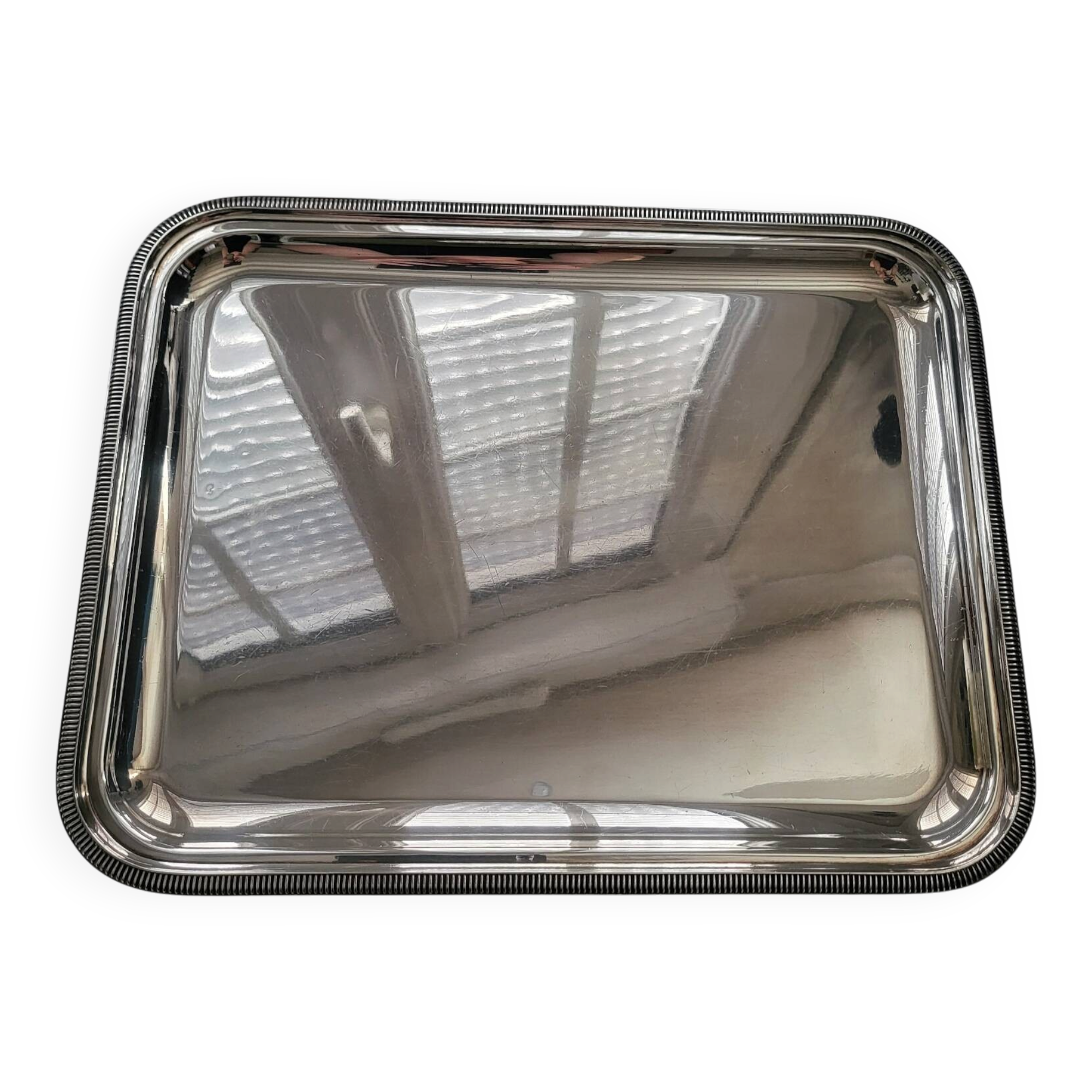 Large silver-plated metal serving platter Christofle Gallia collection