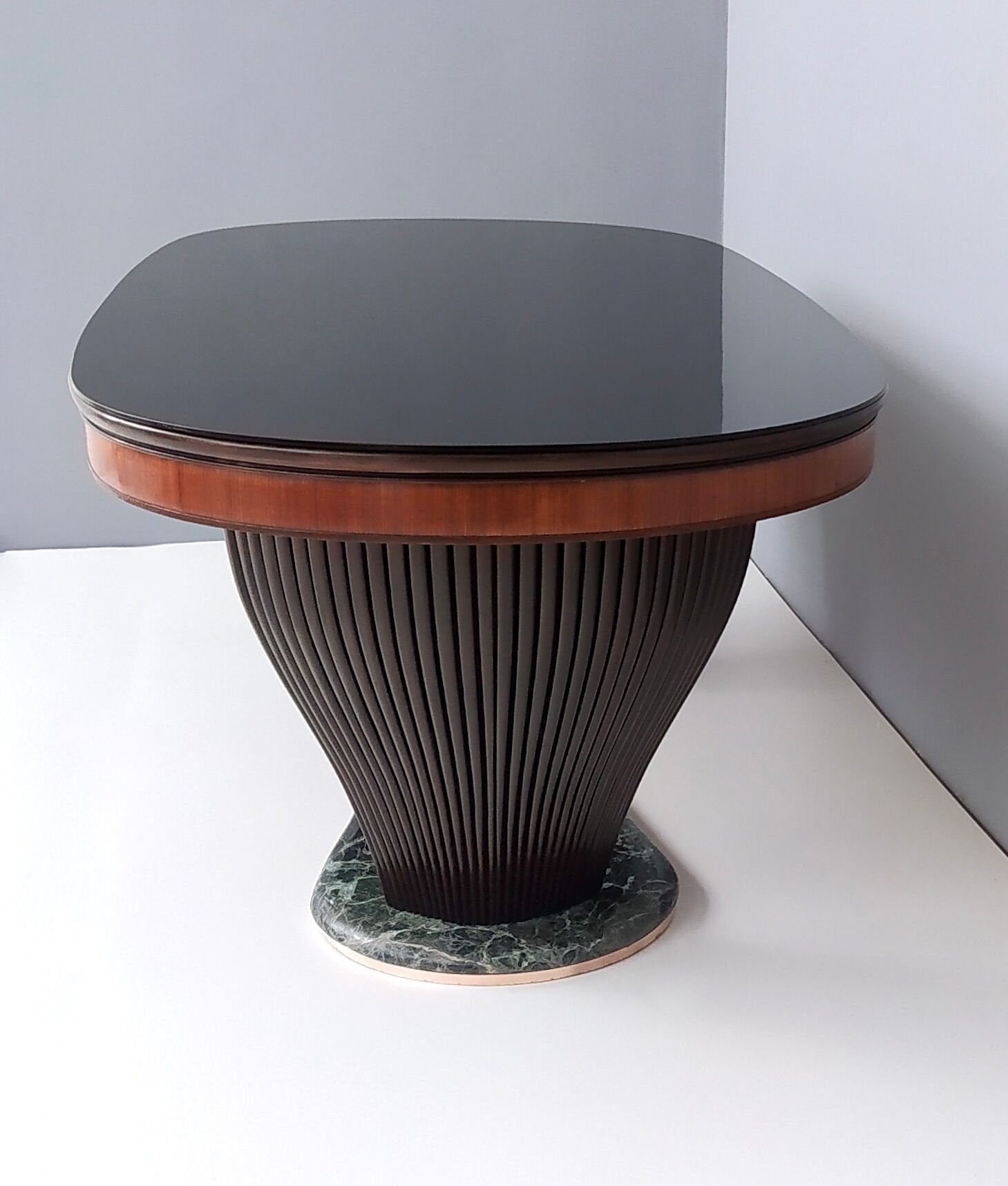 Vintage Dining Table by Vittorio Dassi with Opaline Glass Top and Marble Base