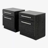 Pair of vintage black and chrome bedside tables