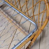 Vintage rattan basket sofa bed - 1950s