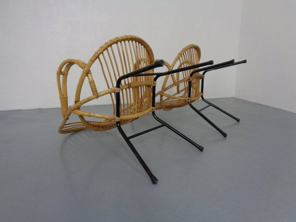 Set of Dutch Mid-Century Bamboo Chairs by Rohé Noordwolde, 1950s