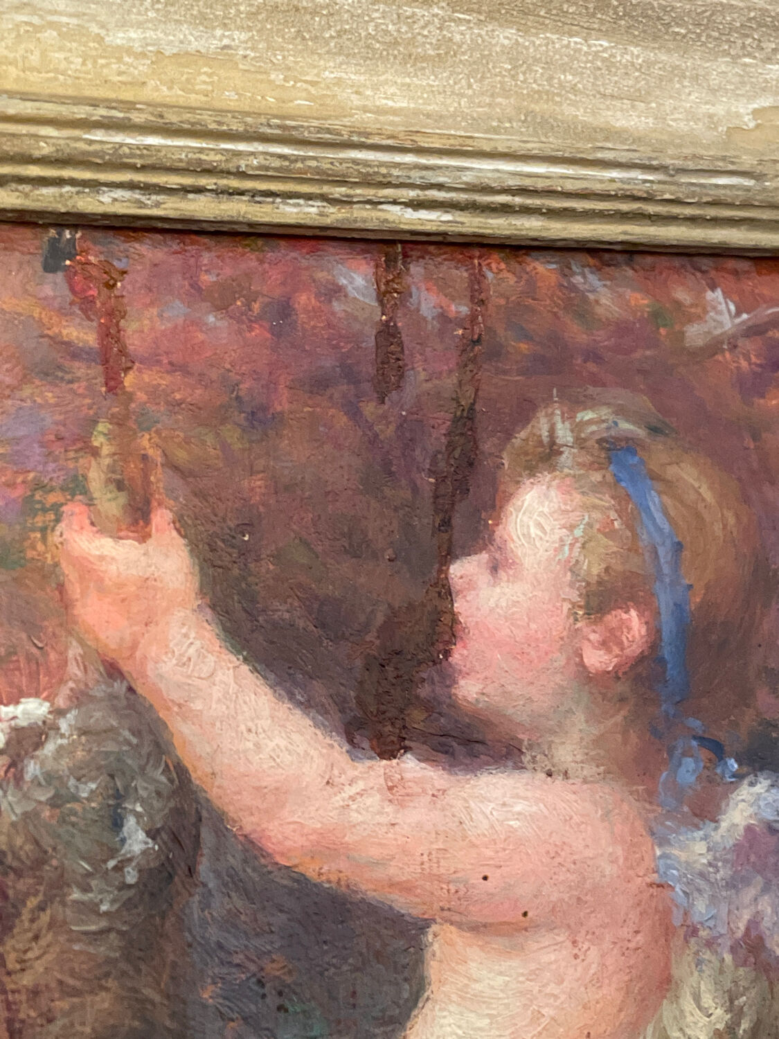 Old painting nineteenth oil on panel "Putti"