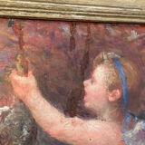 Tableau ancien XIXème huile sur panneau « Putti «