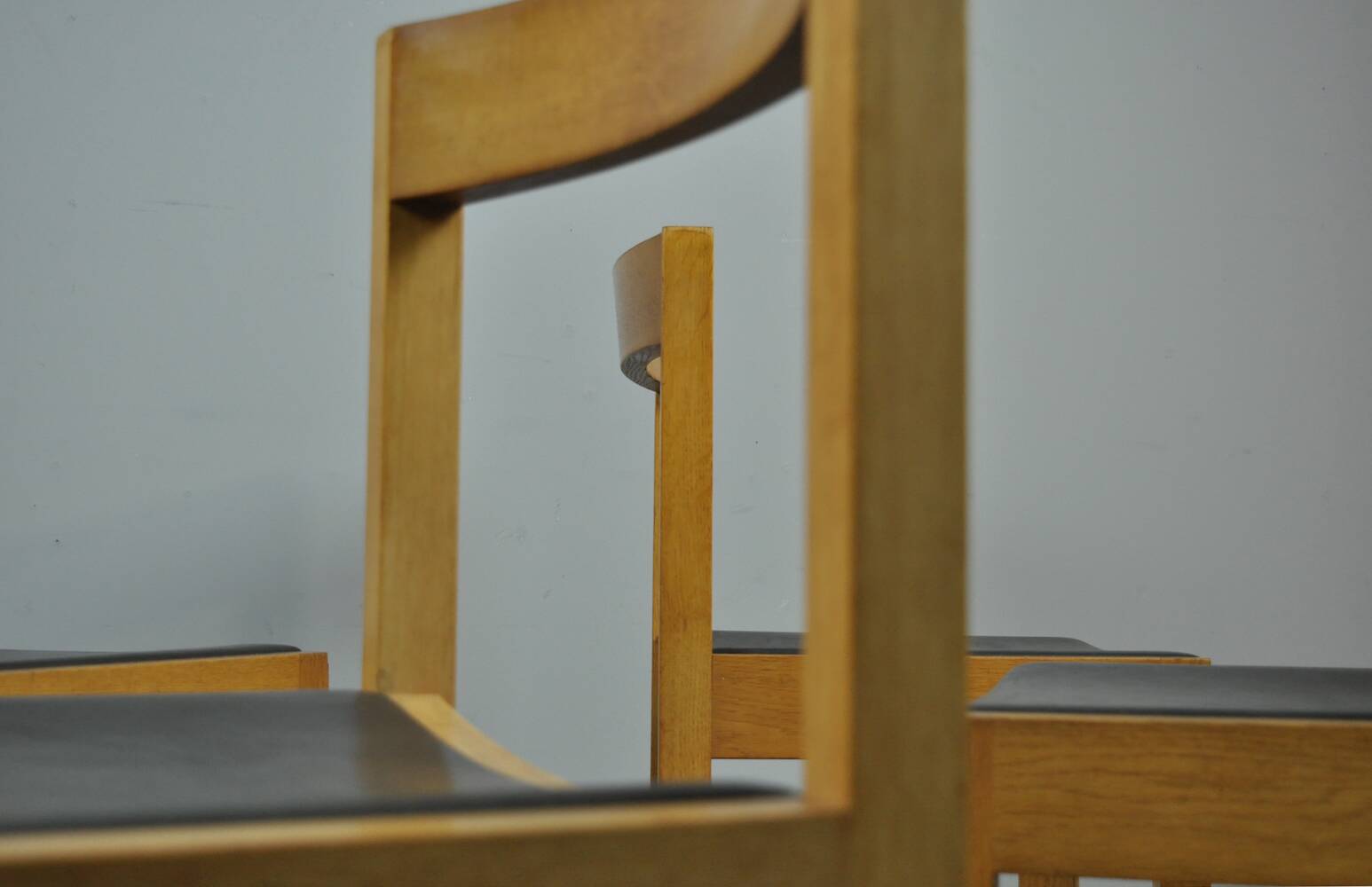 Vintage oak DUTCH DESIGN dining chairs in modern minimalist style, 1960s