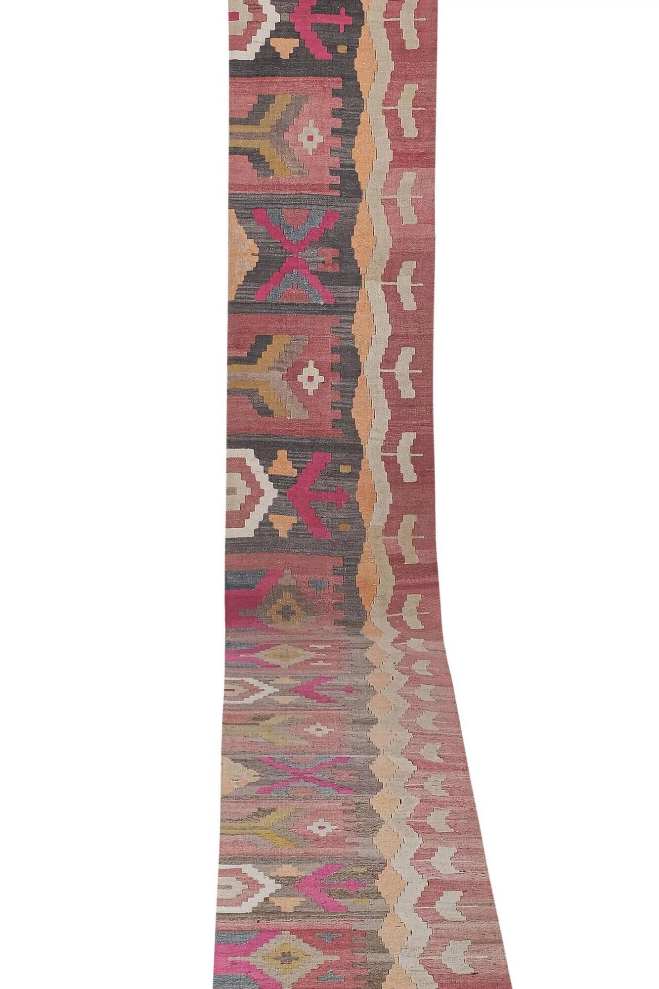 Vintage Turkish hallway rug 77x642 cm
