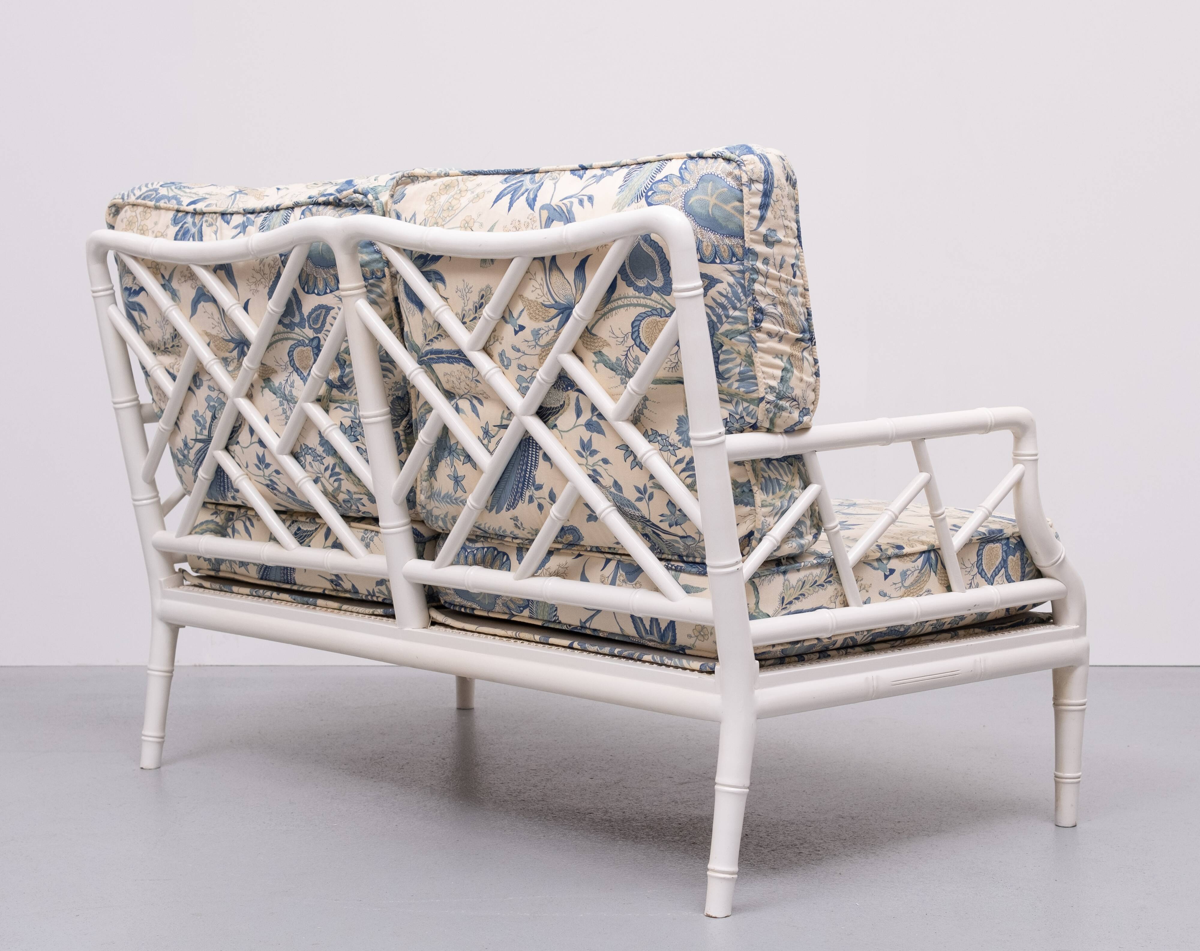 Faux Bamboo Chippendale Two seat Sofa 1970s France