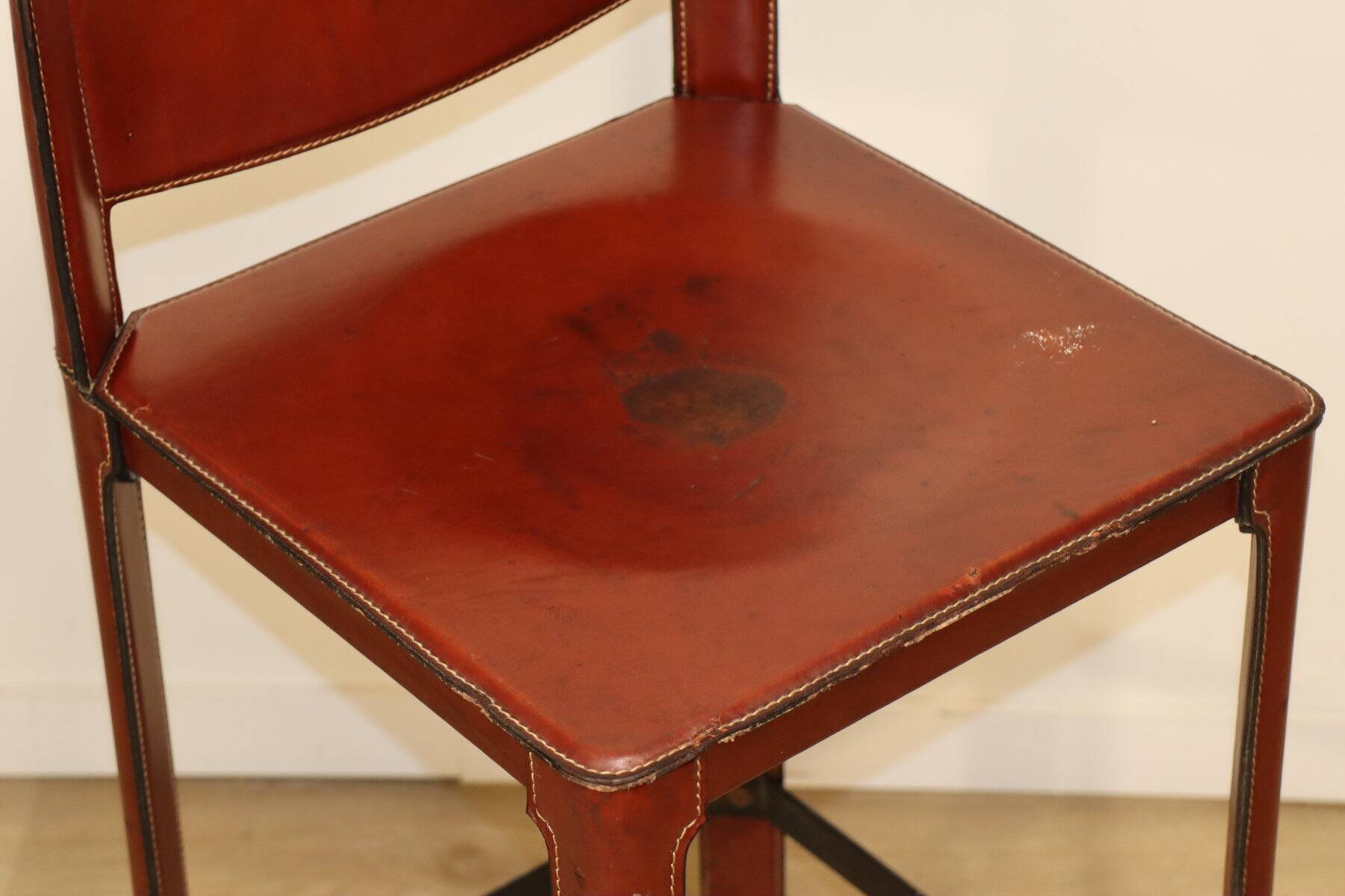 Matteo Grassi high stool in leather and metal