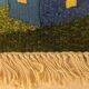 Vintage Handwoven Tapestry Village Scene Under the Full Moon