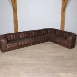 De Sede DS-11 Modular Sofa In Brown Patchwork Leather, Switzerland 1970s