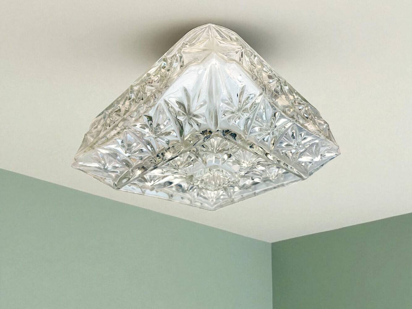 Glass flush mount light for ceiling or wall