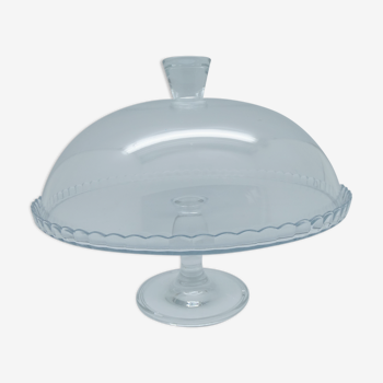 Glass cake dish with bell