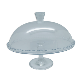 Glass cake dish with bell