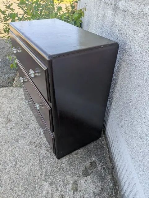 1950s chest of drawers in dark beech.