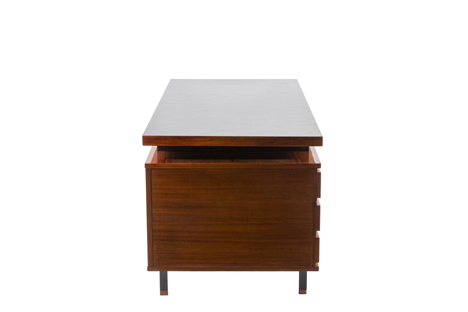 Pierre Guariche, Bureau en acajou et métal laqué, années 1960